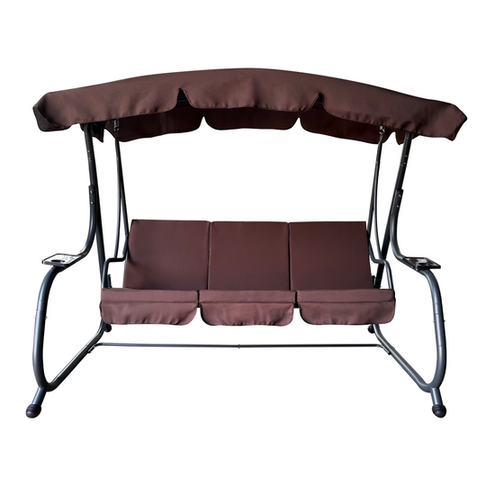 Leagan de gradina EILANA, maro/gri inchis, material textil/metal, 220x138x178 cm