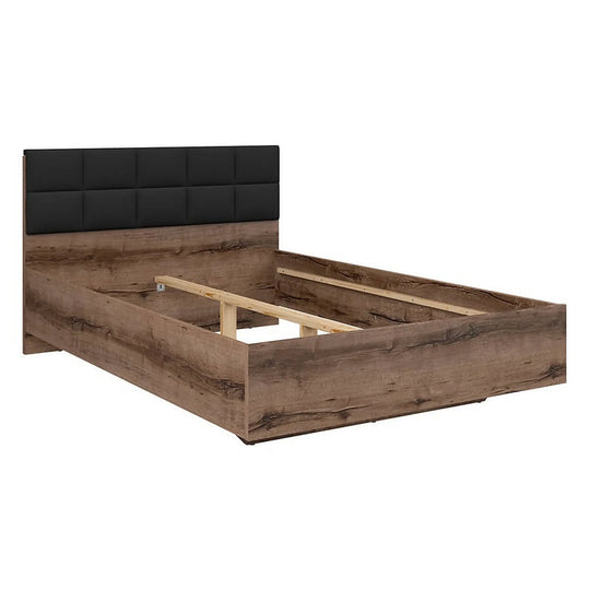 Cadru pat KASSEL 140x200, nuc/negru, PAL/stofa