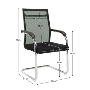 Scaun ESIN, negru/argintiu, plasa/metal, 55x64x93 cm