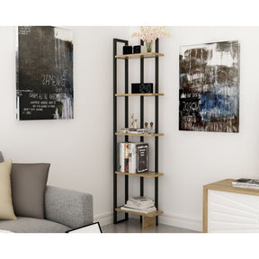 Etajeră modernă din nuc și negru într-un living elegant – primabucata