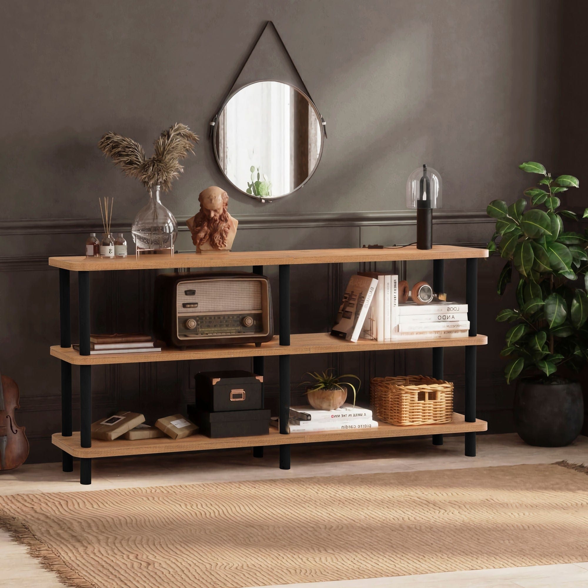 Etajera AMSTERDAM OCN-32864, stejar/negru