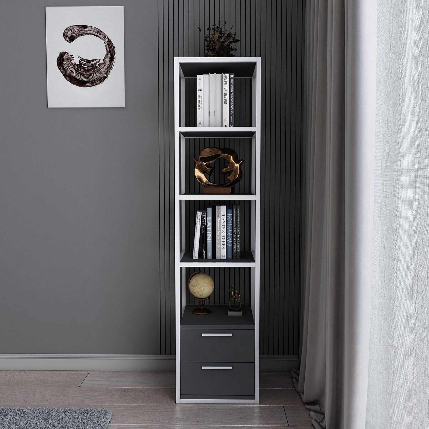 Etajera AMSTERDAM OCN-34680, alb/gri