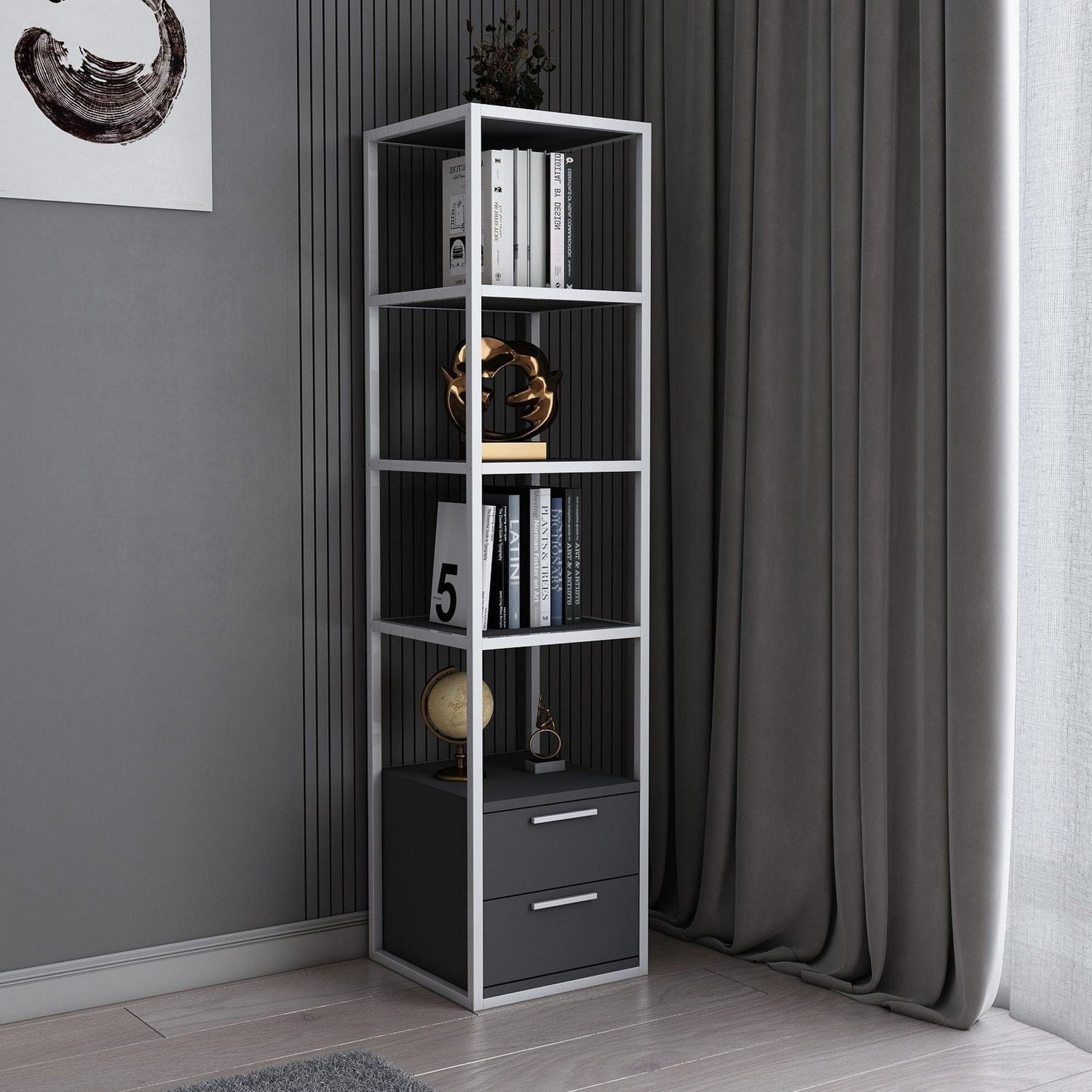 Etajera AMSTERDAM OCN-34680, alb/gri