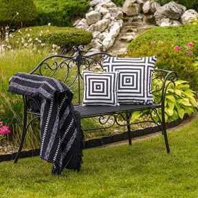 Banca gradina ETELIA, metal, negru, 131x49x89 cm
