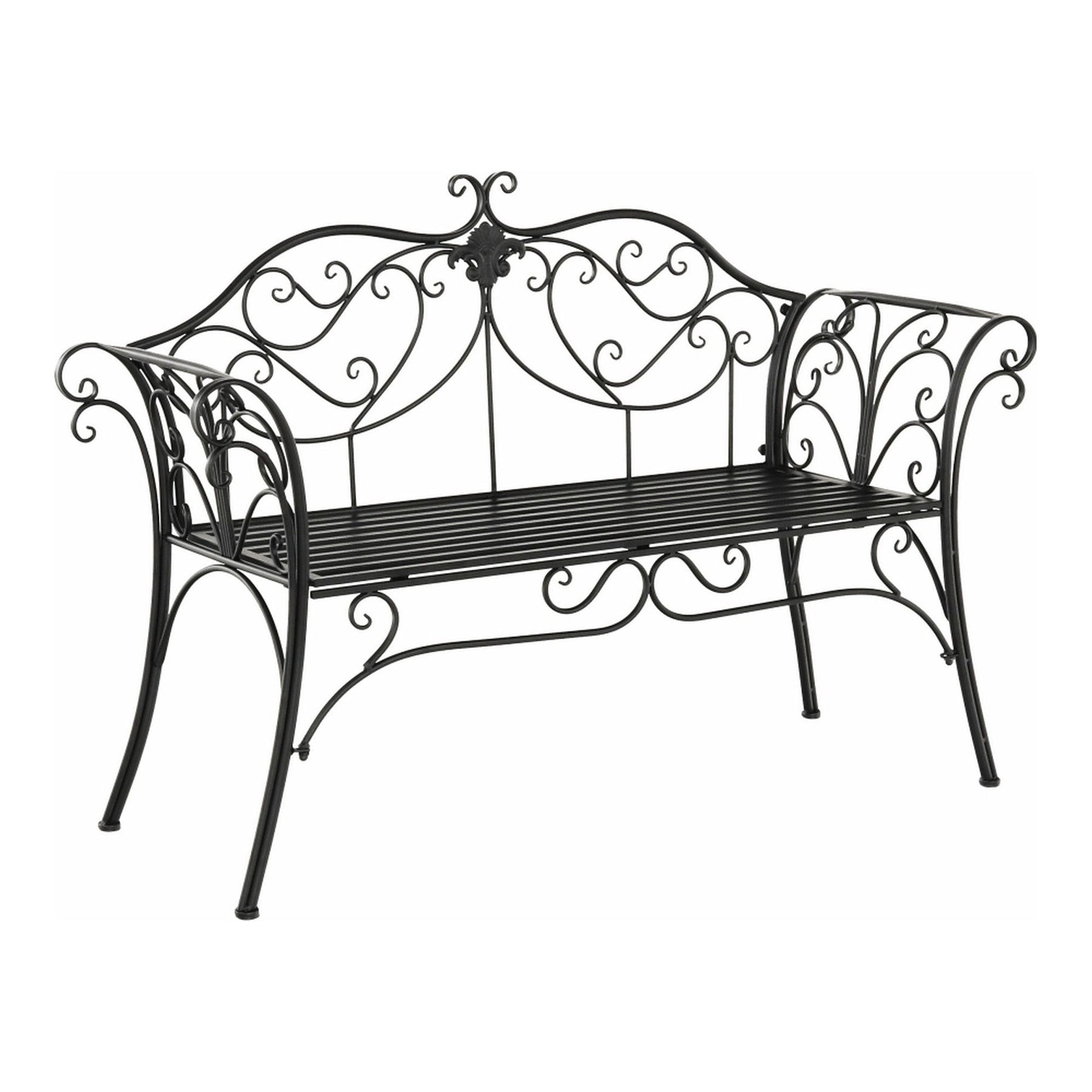 Banca gradina ETELIA, metal, negru, 131x49x89 cm