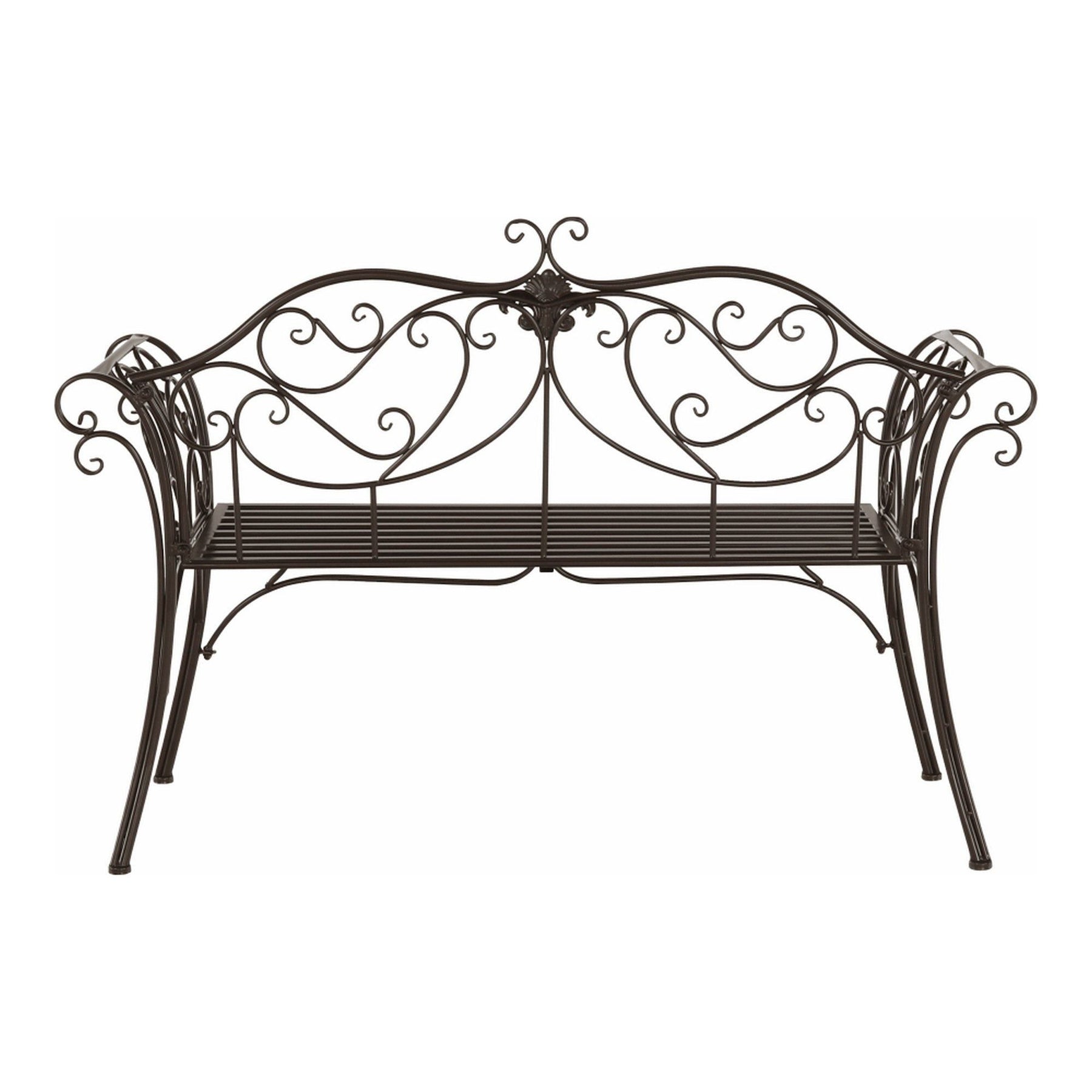 Banca gradina ETELIA, metal, maro, 131x49x89 cm