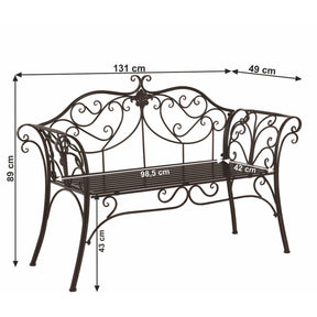Banca gradina ETELIA, metal, negru, 131x49x89 cm