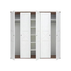 Dressing STOCKHOLM, pin alb andersen/stejar sonoma, PAL, cu 5 usi, 243x59x226 cm