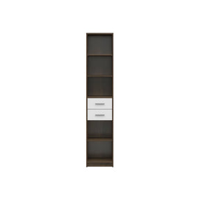Biblioteca NEPO PLUS, stejar inchis/alb, PAL laminat, 40x34x197 cm