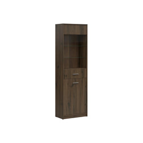 Vitrina NEPO PLUS, stejar nobil, PAL laminat/sticla, 60x34x197 cm