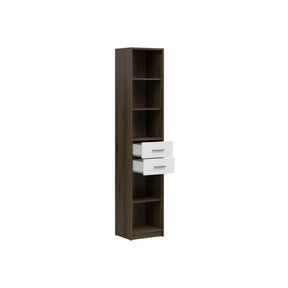 Biblioteca NEPO PLUS, stejar inchis/alb, PAL laminat, 40x34x197 cm