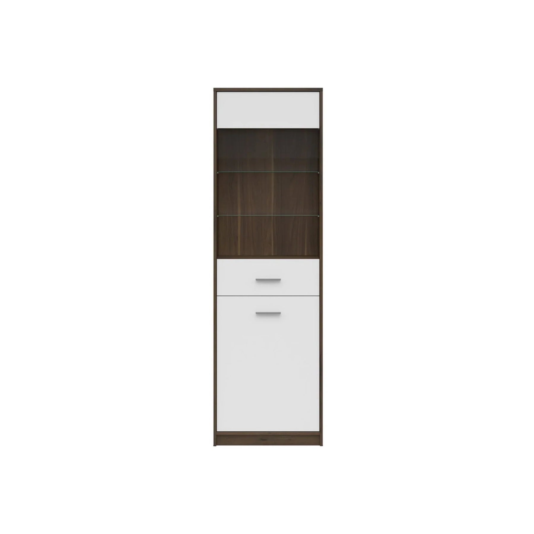 Vitrina NEPO PLUS, alb/stejar, PAL laminat/sticla, 60x34x197 cm