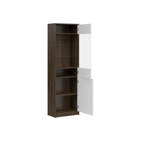Vitrina NEPO PLUS, alb/stejar, PAL laminat/sticla, 60x34x197 cm