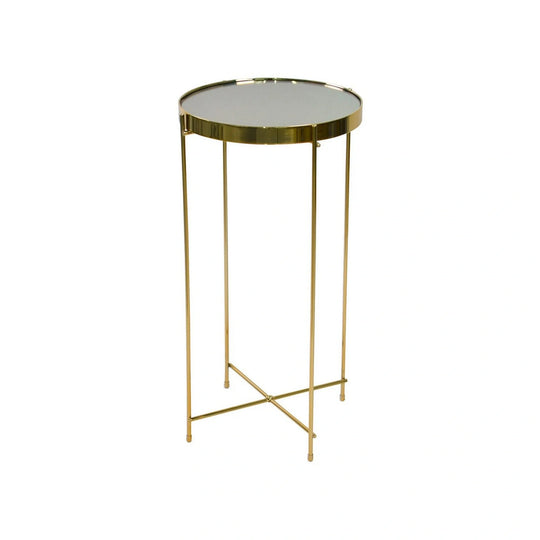 Masuta cafea LEONE, auriu, sticla/metal, 33x33x61 cm