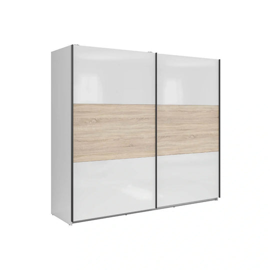 Dressing TETRIX, alb lucios/stejar sonoma, PAL, cu 2 usi, 220x60x196 cm