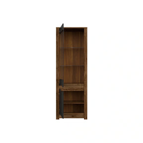 Vitrina RUSO, stejar/negru, PAL/sticla securizata, 69x46x205 cm