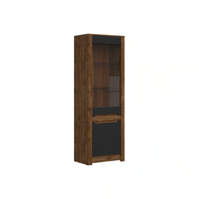 Vitrina RUSO, stejar/negru, PAL/sticla securizata, 69x46x205 cm