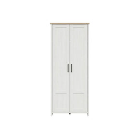 Dulap LOKSA, alb/stejar, PAL laminat, cu 2 usi, 85x37x201 cm