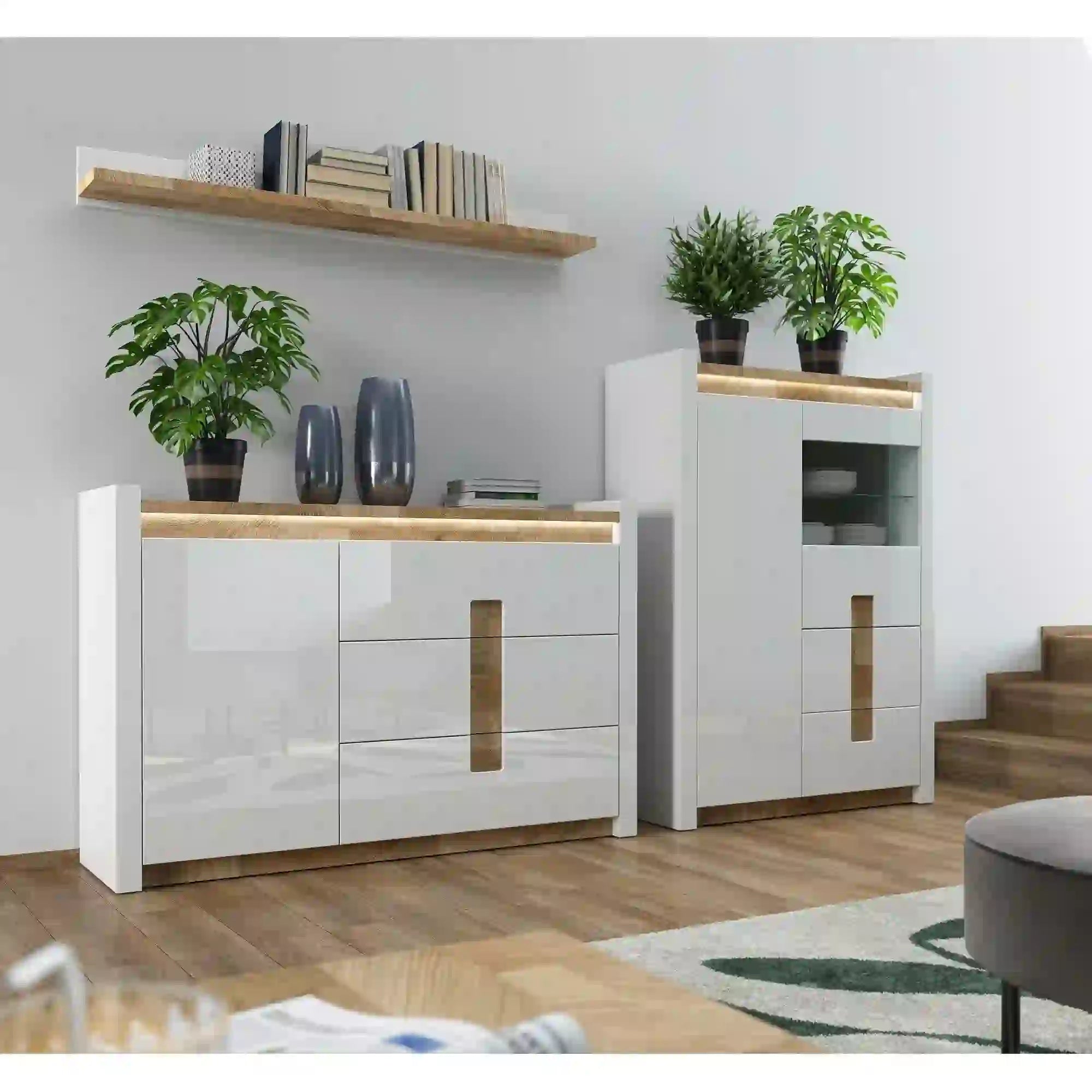 Vitrina BERGEN OCN-28481, alb/stejar