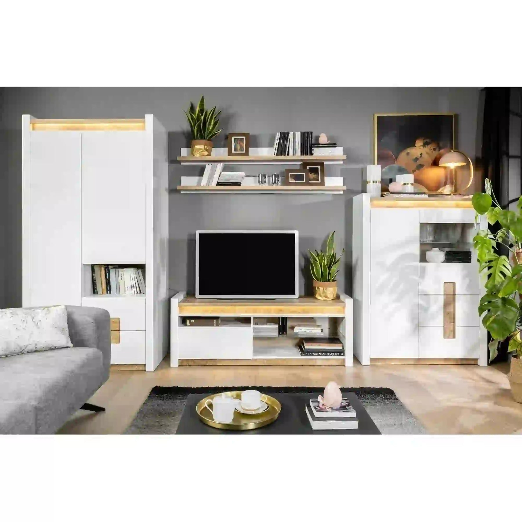 Vitrina BERGEN OCN-28481, alb/stejar