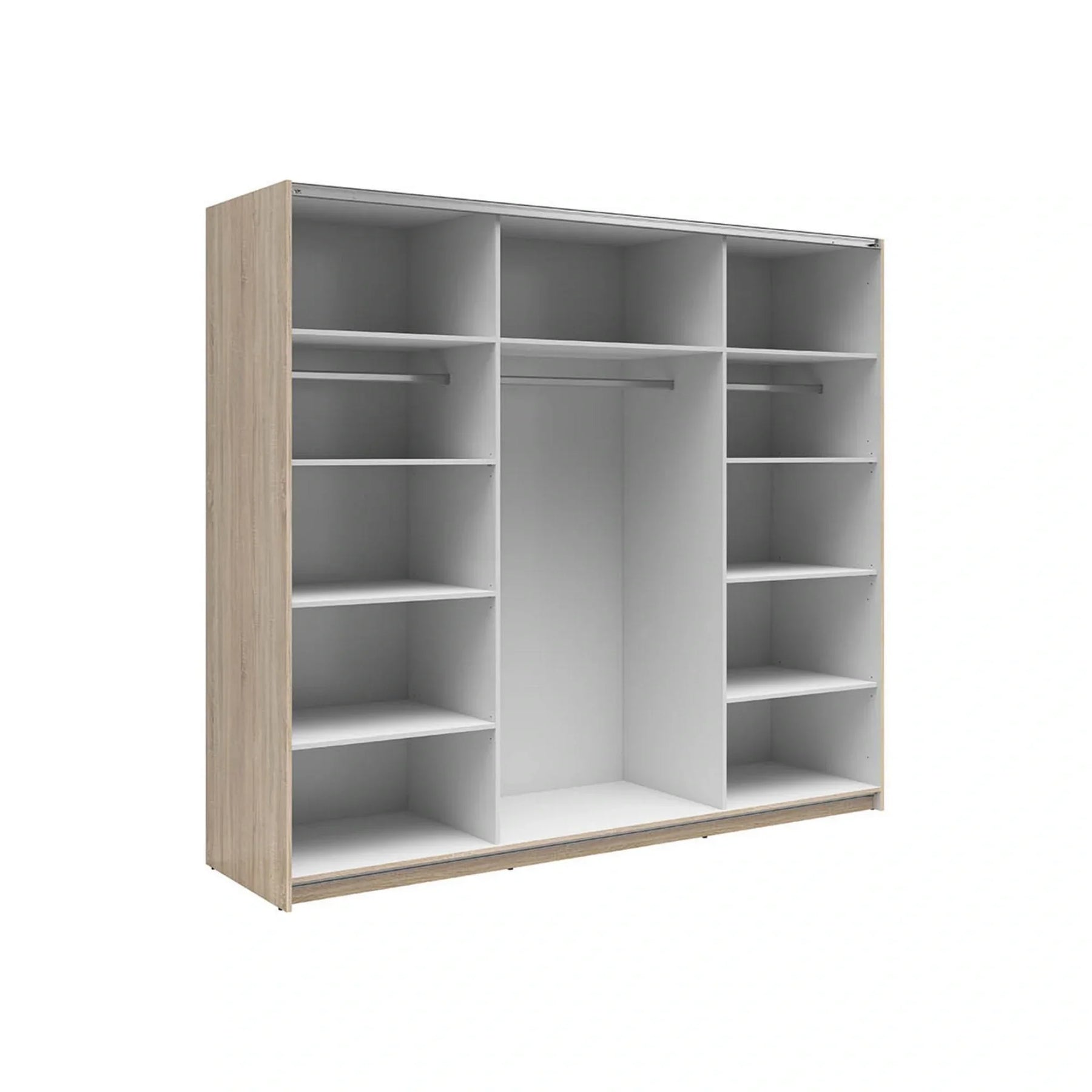 Dressing TETRIX, stejar sonoma/alb lucios, PAL, cu 2 usi, 220x60x196 cm