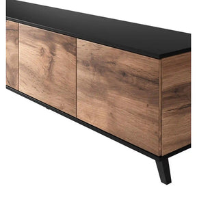 Comoda TV RANDOM, stejar wotan/negru, PAL furniruit, 200x40x52 cm