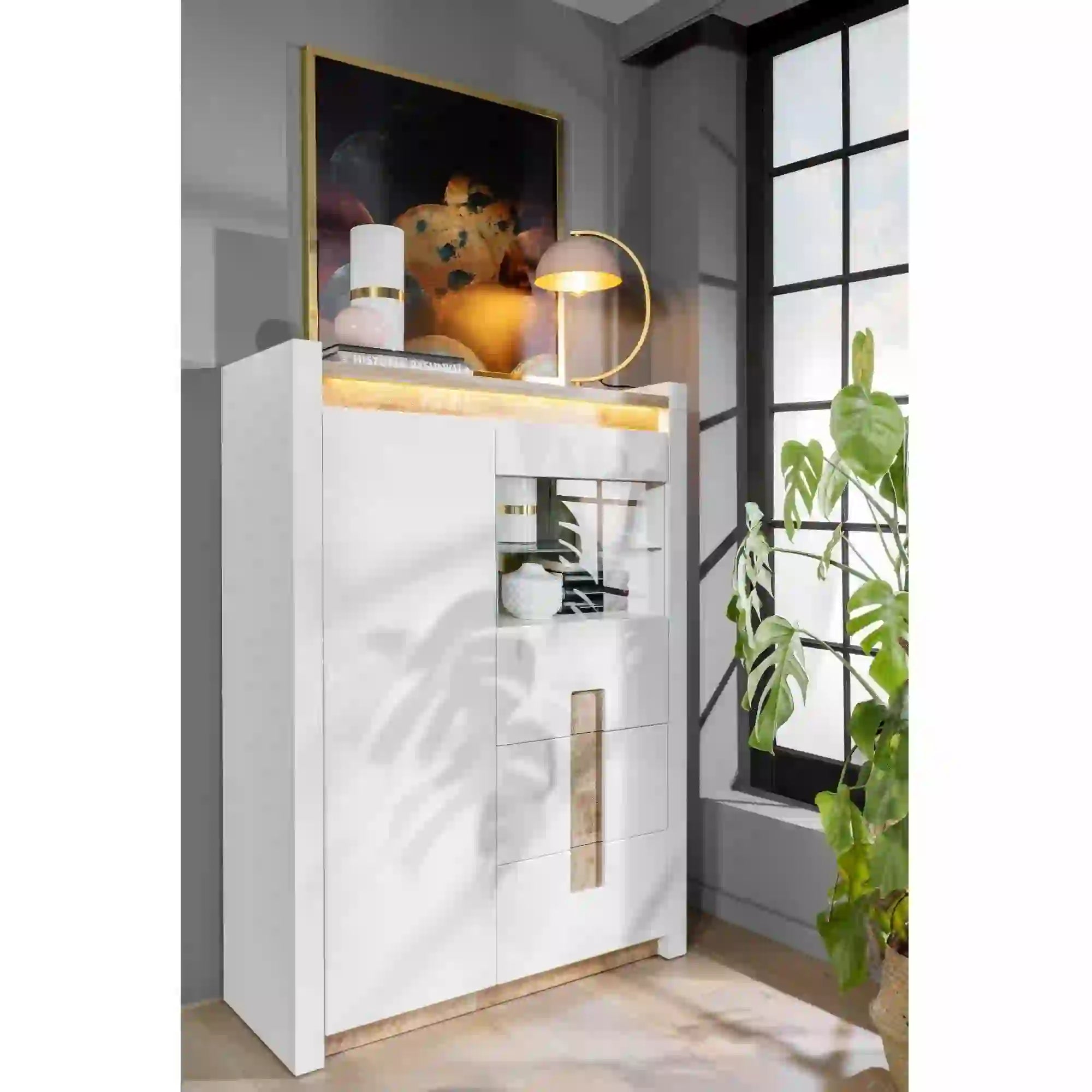 Vitrina BERGEN OCN-28481, alb/stejar