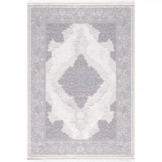 Covor VANESSA 06152A, 80x150 cm, forma dreptunghiulara, acril/poliester, gri/crem