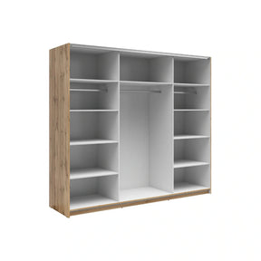 Dressing TETRIX, stejar wotan/alb lucios, PAL, cu 2 usi, 220x60x196 cm