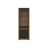 Vitrina RUSO, stejar/negru, PAL/sticla securizata, 69x46x205 cm