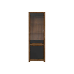 Vitrina RUSO, stejar/negru, PAL/sticla securizata, 69x46x205 cm