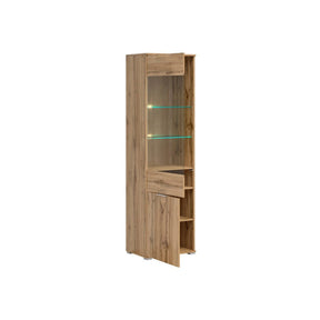 Vitrina ZELE, stejar wotan, PAL laminat, 56x41x195 cm