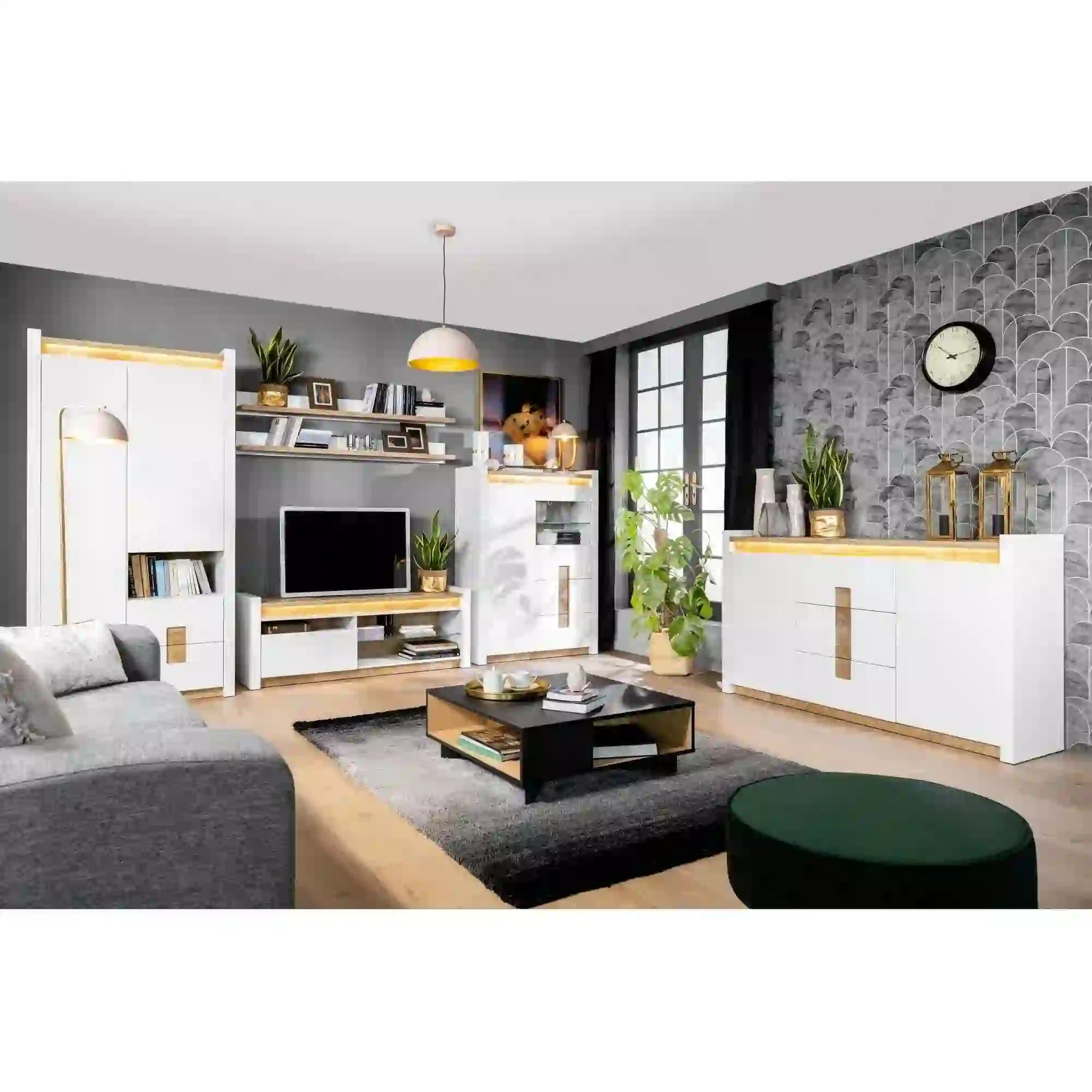 Vitrina BERGEN OCN-28481, alb/stejar