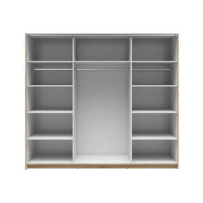 Dressing TETRIX, stejar wotan/alb lucios, PAL, cu 2 usi, 220x60x196 cm