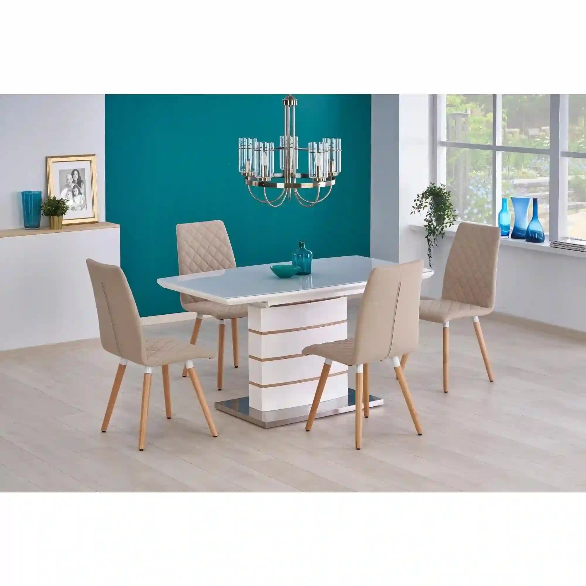 Masa extensibila HOUSTON OCN-37534, stejar alb/alb