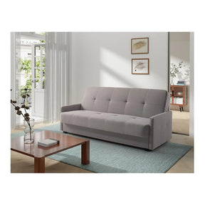 Canapea extensibila MARO, stofa clasica gri - Mossa 09, cu lada depozitare, 207x95x95 cm