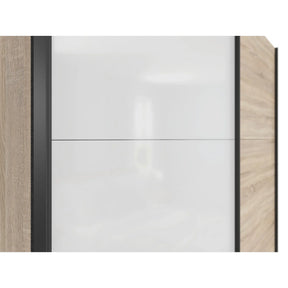 Dulap TETRIX, stejar sonoma/alb lucios, PAL, cu 2 usi, 183x60x196 cm
