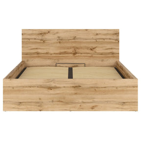 Pat TETRIX 160x200, stejar wotan, PAL, cu somiera si spatiu depozitare