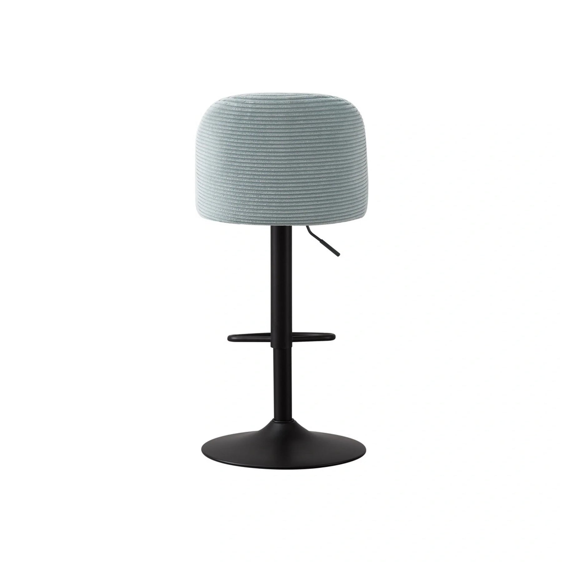 Scaun bar JAMES, albastru deschis/negru, stofa/metal, 46x50x90/112 cm