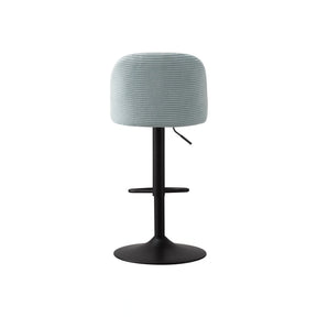 Scaun bar JAMES, albastru deschis/negru, stofa/metal, 46x50x90/112 cm