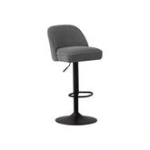 Scaun bar JAMES, gri inchis/negru, stofa/metal, 46x50x90/112 cm