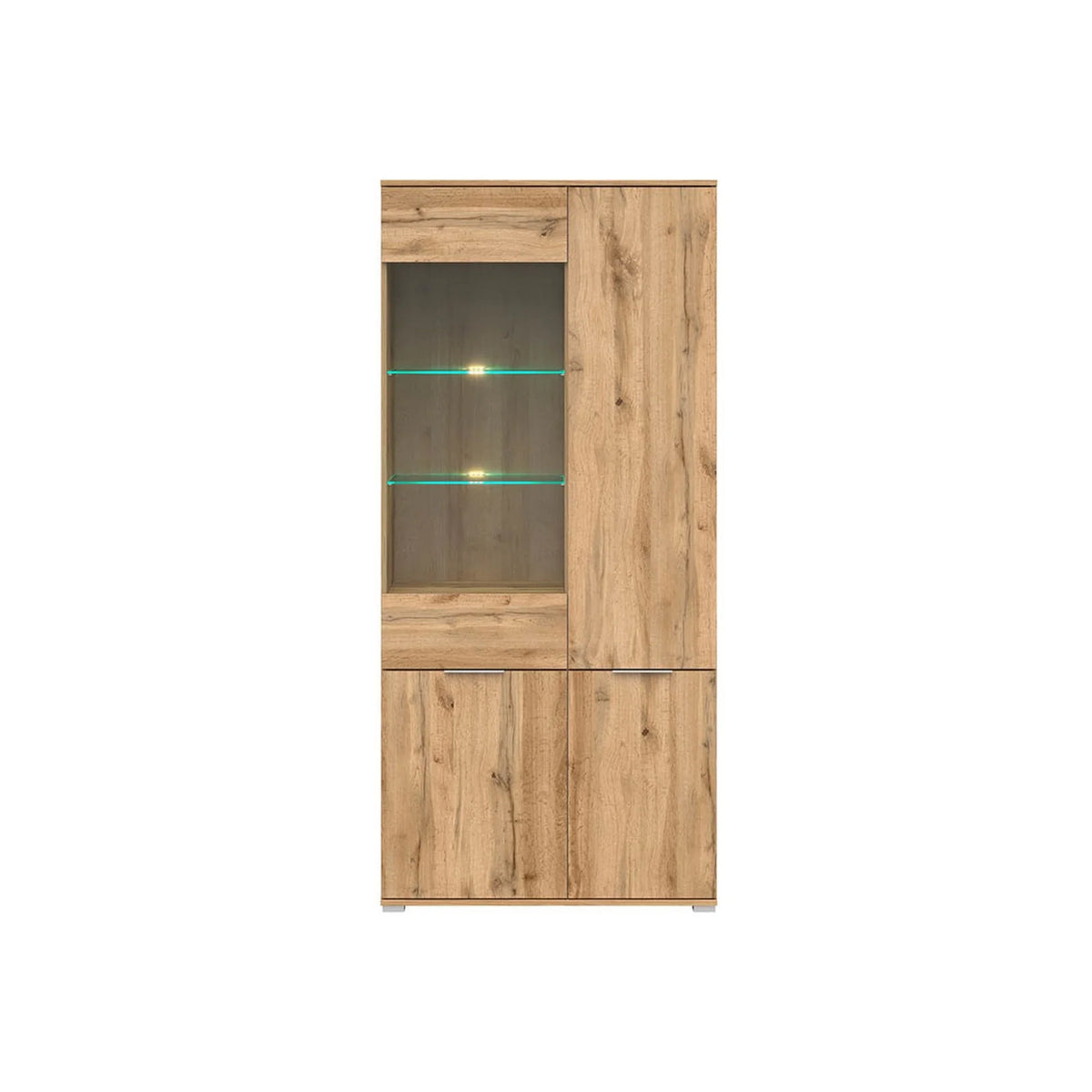 Vitrina ZELE, stejar wotan, PAL/sticla, 90x41x195 cm