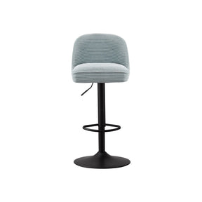 Scaun bar JAMES, albastru deschis/negru, stofa/metal, 46x50x90/112 cm