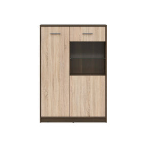 Vitrina NEPO PLUS, stejar, PAL laminat/sticla, 90x34x132 cm