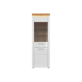 Vitrina HORTON, alb lucios, PAL laminat/sticla, 68x42x205 cm