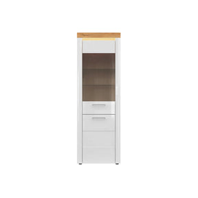 Vitrina HORTON, alb lucios, PAL laminat/sticla, 68x42x205 cm