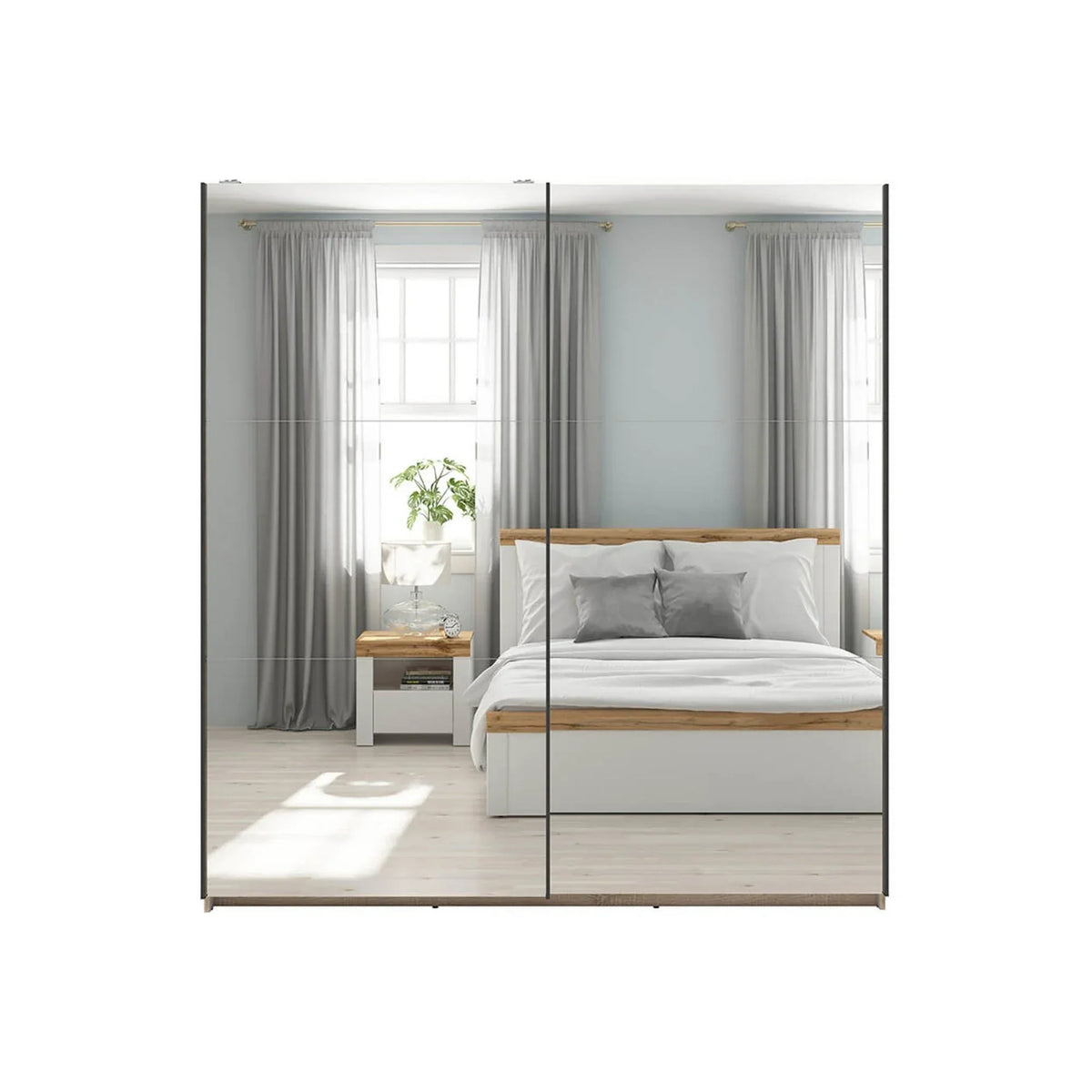 Dulap TETRIX, stejar sonoma, PAL, cu 2 usi si oglinzi, 183x60x196 cm