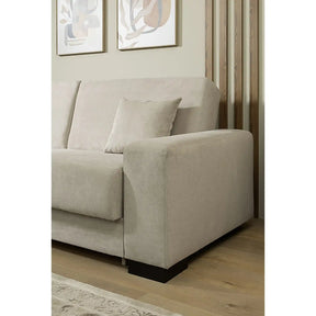 Canapea extensibila RUBIO, stofa catifelata bej - Matrix 2, cu lada depozitare, 232x95x81 cm