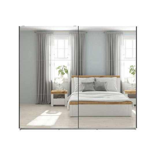 Dressing TETRIX, alb lucios, PAL, cu 2 usi si oglinzi, 220x60x196 cm