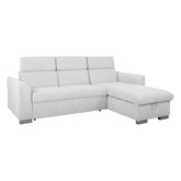 Coltar extensibil EVIA, universal, stofa clasica gri deschis - Sorella 01, cu lada depozitare, 243x186x98 cm